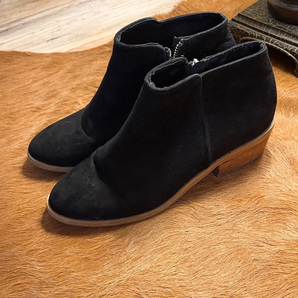 H&M Black Ankle Booties with Wooden Heel